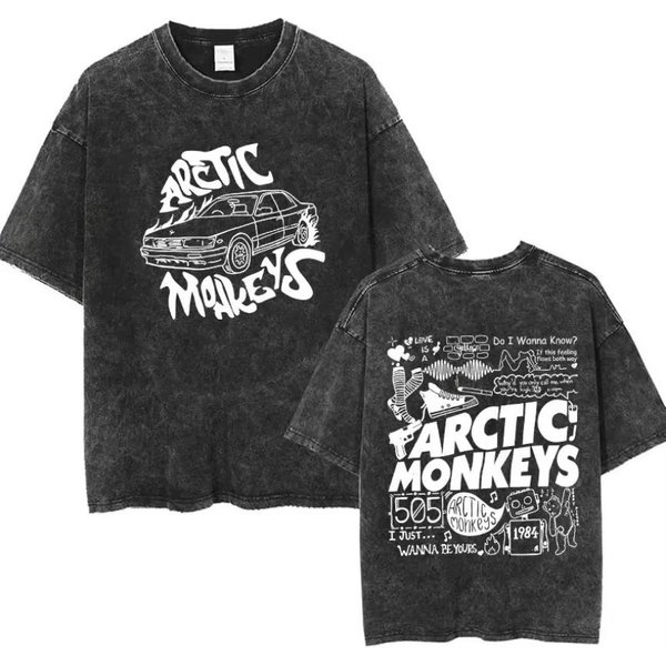 Camiseta GráFica De ÁLbum De MúSica Retro Rock Arctic Monkeys Para Hombre, Lavado Vintage, Oversized, Manga Corta, Ropa De Calle XL Gray-image