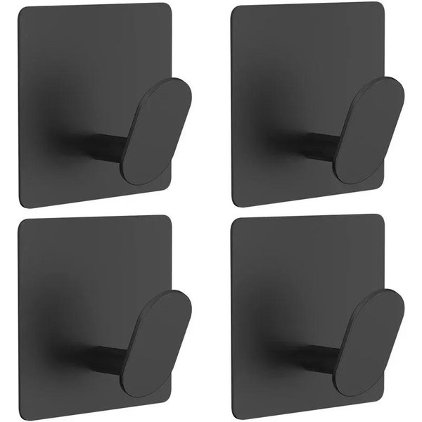 4 Ganchos Adhesivos De Acero Inoxidable Para Bata De BañO, Toallero, Herrajes Para BañO Y Cocina, Gancho Multiusos.-image