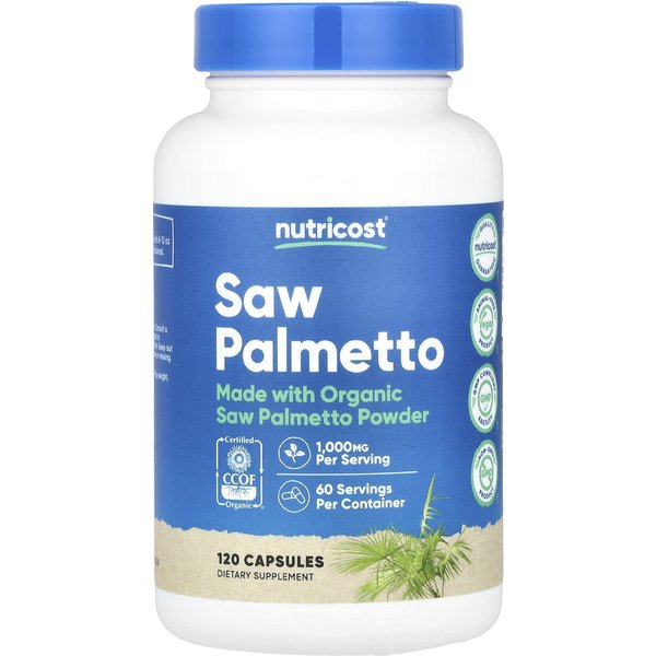 Nutricost, Saw Palmetto (Palma Enana Americana), 1,000 Mg, 120 CáPsulas (500 Mg Por CáPsula)-image