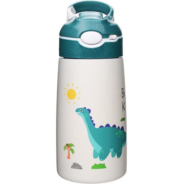 400ML Termos Dla Dzieci Butelka Na Wodę DziecięCy Kubek Termosowy Kaczka Z Dziobkiem SłOmka Stal 316 Termos PróżNiowy Kubek Termiczny 400Ml White-image
