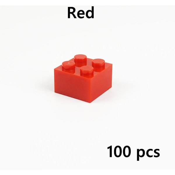 100 Szt. Klocki Konstrukcyjne DIY 3003 Figurki 2X2 Kropki Grube CegiełKi Edukacyjna Kreatywna Zabawka Kompatybilna Z Ing Czerwony-image