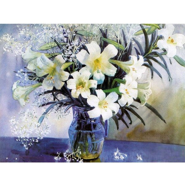 Pintura De Diamante Artesanal, Paisaje, Lirio, Flores, Punto De Cruz, Incrustaciones De Diamantes De ImitacióN, Bordado, ArtesaníA 20X30CM-image