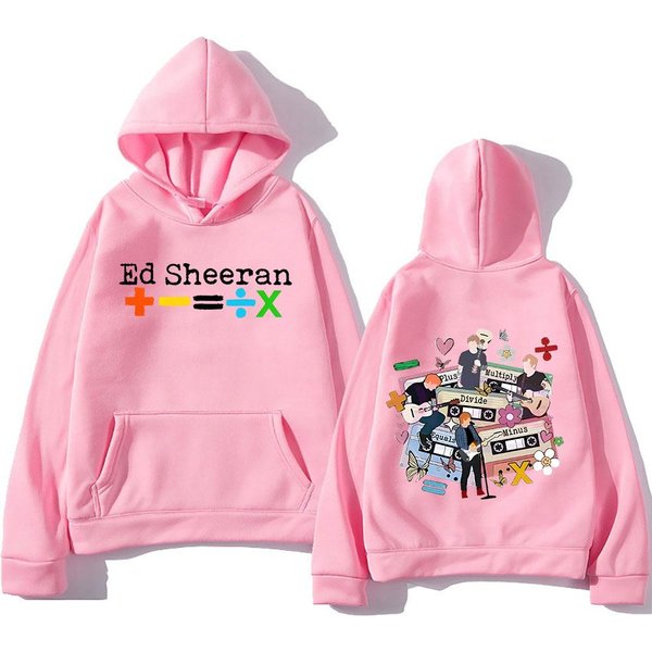 Ed Sheeran Tour 2024 Bluza Z Kapturem Z Nadrukiem Dwustronnym W Stylu Retro Hip Hop Z Kapturem Z Polaru Punk Odzież Sudaderas Soft Hoody XS Pink-image
