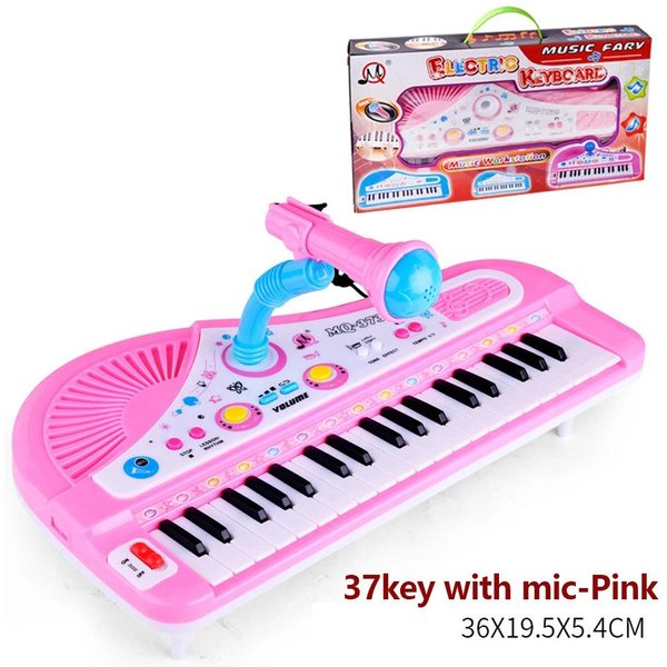 Teclado ElectróNico Piano De 37 Teclas Para NiñOs Con MicróFono Instrumento Musical Juguetes Juguete Educativo Regalo Para NiñOs NiñA NiñO-image