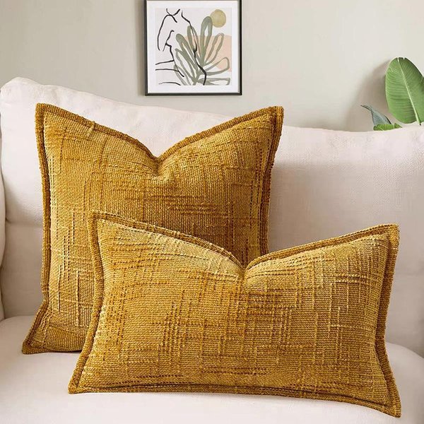 ŻółTa Poszewka Na Poduszkę Z Chenille 45X45 Poszewka Na Poduszkę 30X50Cm Dekoracyjna Poszewka Na Poduszkę Do Rzucania Na Sofę MięKka Luksusowa Do Dekoracji Salonu 30X50Cm Brown-image