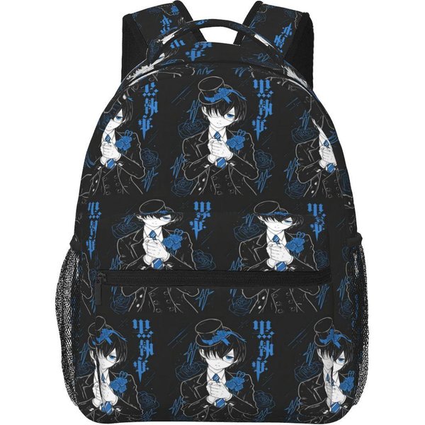 Anime Black Butler Sebastian Plecaki ChłOpcy Dziewczynki Torba Na KsiążKi Dzieci Szkolne Torby KreskóWkowy Plecak Torba Na Ramię DużA Pojemność One Size-image