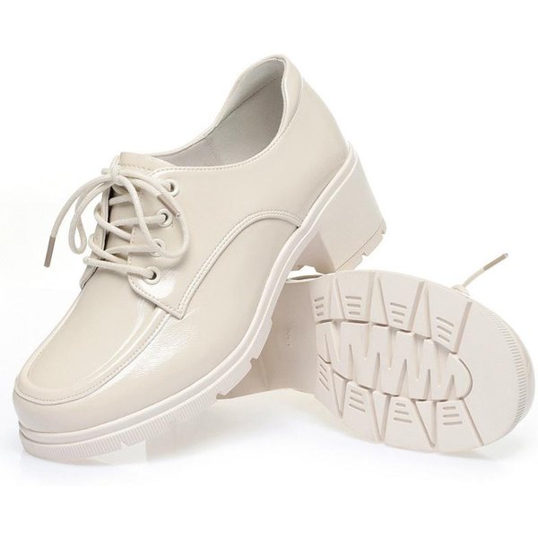 Zapatos De Primavera De Cuero PequeñOs Femeninos Chica BritáNica Salvaje Negro Retro Cuero Charol Mary Jane Casual Plataforma TacóN Medio Zapatos 36 Black-image