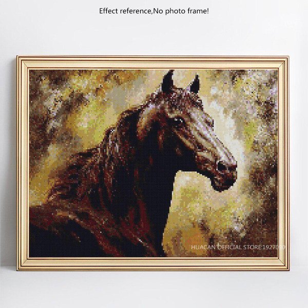 Bordado De Diamantes Caballo Diamantes Redondos Completos Pintura De Diamantes Punto De Cruz Resina Animal PedreríA DecoracióN Para El Hogar 20X30CM-image