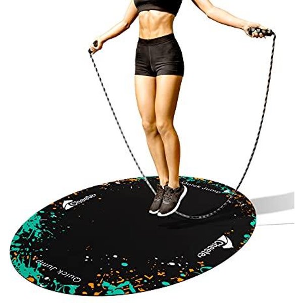 90 * 120 Cm AntypośLizgowa Owalna Gumowa Mata Pod Skakankę Domowa Mata PodłOgowa Do Fitnessu Odporna Na ZużYcie Mata PodłOgowa Pod Linę Beige-image