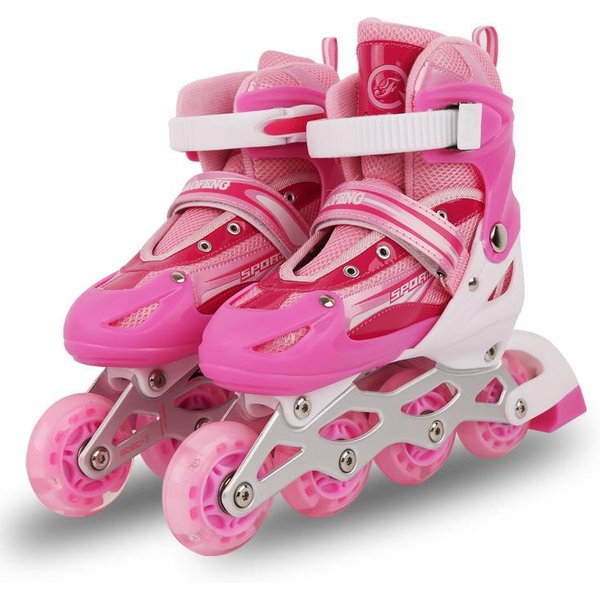 Patines De PU Para Adultos Con Flash Completo, Patines En LíNea Para Hombres Y Mujeres, Patines Con Polea Para NiñOs. S (Size 27-32)-image