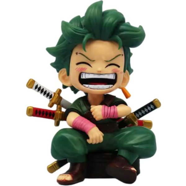 Bandai GorąCe 13Cm Figurka Anime One Piece Monkey D Luffy Roronoa Zoro Kawaii Zabawki Q Figuralny Nendoroid Dekoracja Samochodu Figurka PVC Prezent Black-image