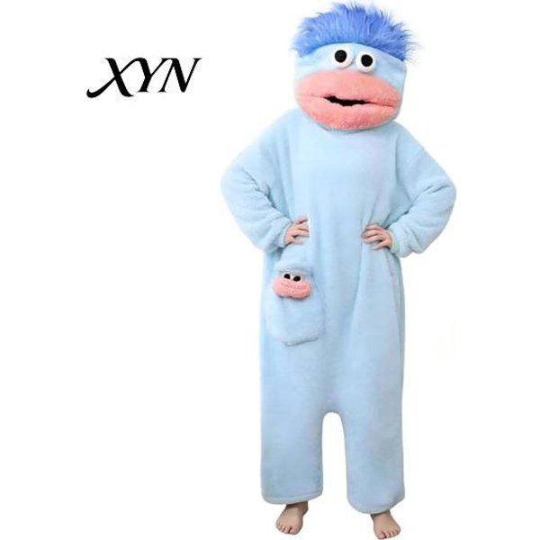 Mono De Peluche CáLido Divertido Usable Pijama De Boca Grande Para NiñOs, Adultos, Suave Ropa De Dormir Infantil Forro Polar Acogedor Ropa De Casa, Mono Con Capucha De Una Pieza XXL White-image