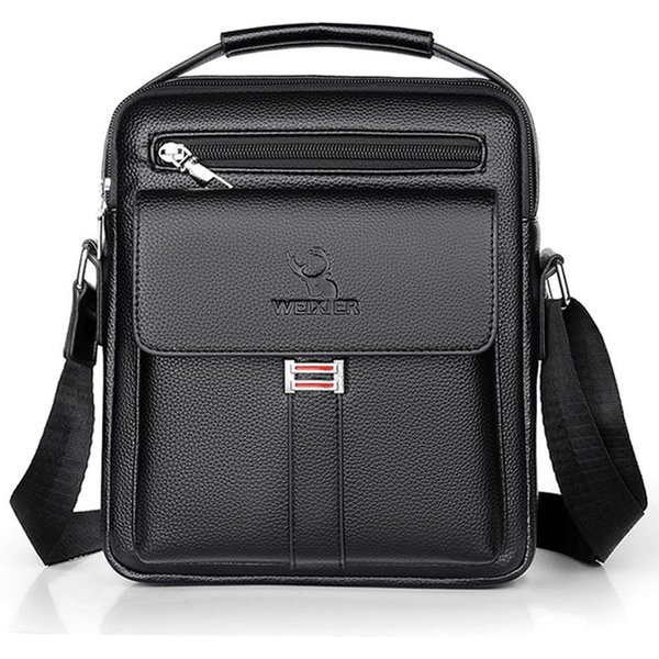 Weixier MęSka Torba Crossbody SkóRzana Torba Na Ramię Torba PodróżNa Tornister Torba Vintage Teczka Torebka Do Pracy Czarny-image