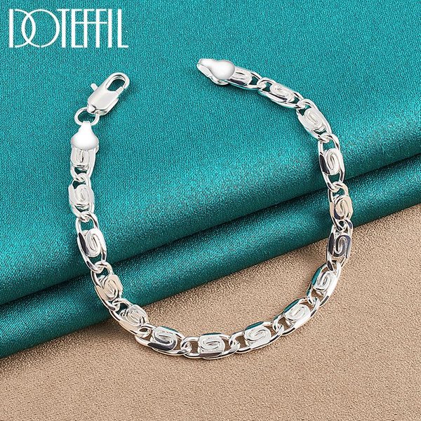 925 Sterling Silver Dla Kobiet MęSka Bransoletka BiżUteria 20Cm Gray-image