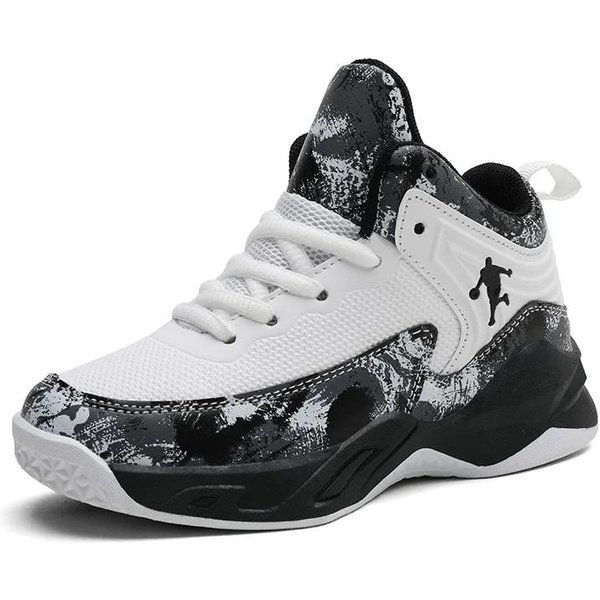 Zapatillas De Baloncesto Para NiñOs, Para Entrenamiento Al Aire Libre, Nuevas, Antideslizantes, Transpirables Y CóModas. 34 Blanco Negro-image