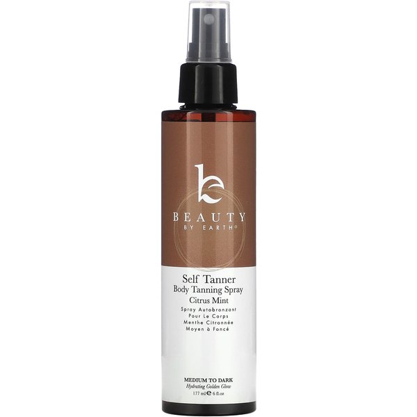 Beauty By Earth, Self Tanner Body Tanning Spray, Medium To Dark, Citrus Mint, 6 Fl Oz (177 Ml)-image