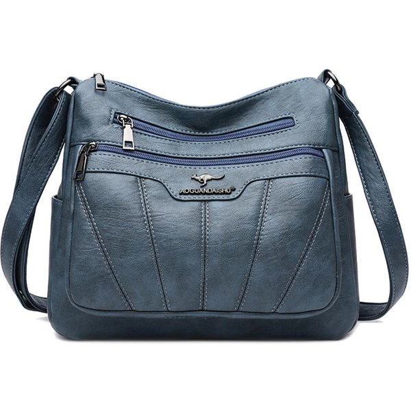 MięKka SkóRzana Torba Damska Markowa Designerska Torebka Damska Torebki 2023 Luksusowa Damska Torba Na Ramię O DużEj PojemnośCi Torby Crossbody Sac Niebieski-image