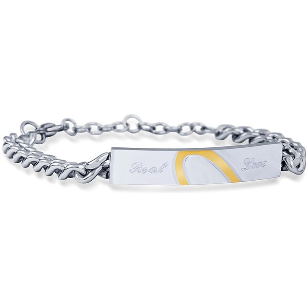 Pulsera De Acero Inoxidable Para Pareja CorazóN A CorazóN - Regalo Del DíA De San ValentíN Qixi Oro-image