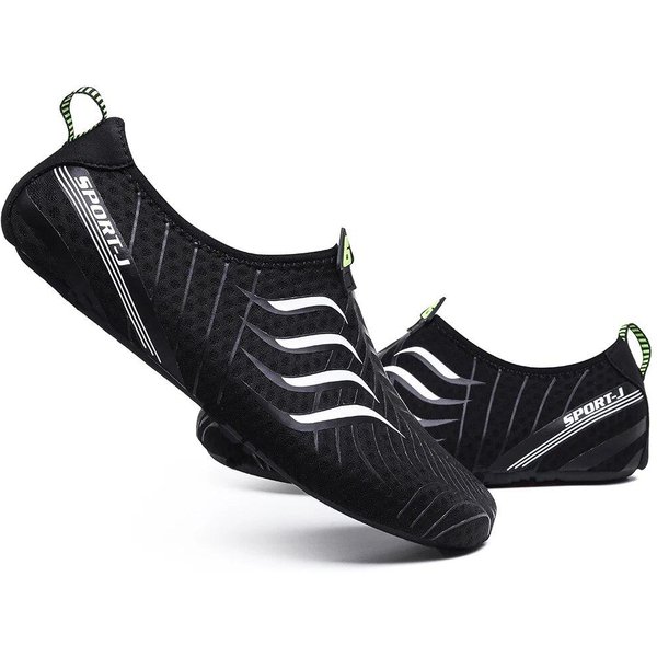 MęSkie Buty Do Wody Damskie TenisóWki Do PłYwania SandałY Boso Brodzenie Na PlażY Mieszkania Unisex OddychająCe, SzybkoschnąCe Obuwie 44-45 BiałY/Czarny-image