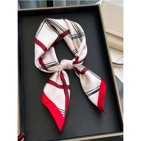 Wiosna Lato Jedwabny Szalik Damski Luksusowy WzóR Szalik Jedwabny GłAdki Szalik MięKki MuzułMańSki Turban Szal PlażOwy 70X70Cm White-image