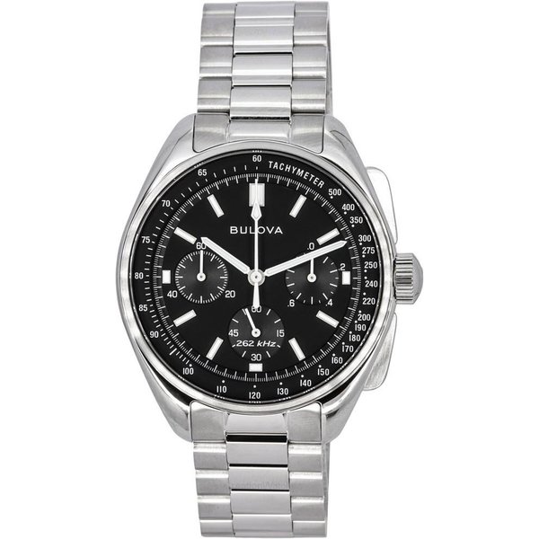 Bulova Lunar Pilot Archive Series Wydanie Specjalne Chronograf Z Czarną Tarczą Kwarcowy 96K111 MęSki Zegarek Z Dodatkowym Paskiem Gray-image