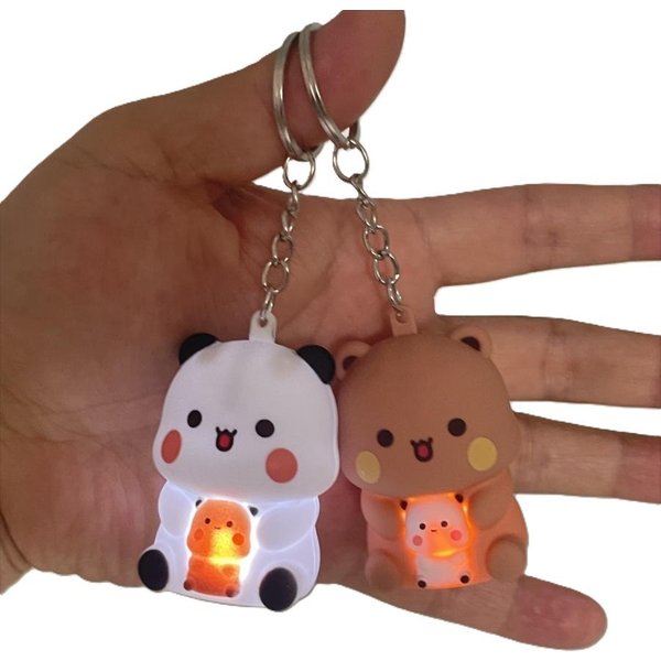 Bubu Dudu MóWię Kocham Cię Zabawki DźWięKowe Brelok Yier Miś Panda ŚWiecąCe Figurki Anime Ozdoba Do Telefonu Dekoracja Torby Prezenty Dla Pary-image