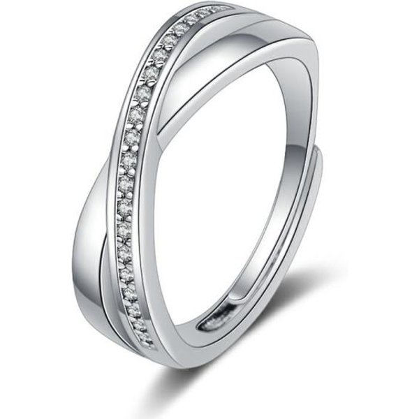 Anillo Nuevo Para Mujer Oro Blanco 18K Moda Fila Cruzada Ajustable Plata S925 Anillos JoyeríA DIY Regalo De Festival CumpleañOs-image