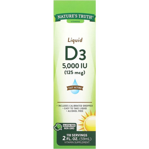Nature's Truth, Vitaminas, D3 LíQuida, 125 Mcg (5.000 Ui), 2 Onzas LíQuidas (59Ml)-image