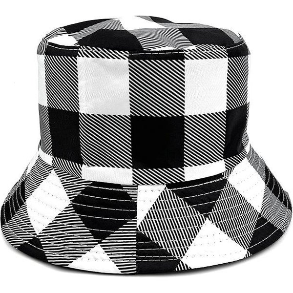 Sombrero De Pescador De Cuadros Grandes De Doble Cara Nuevo Para Primavera Y Verano Sombrero Cubo VersáTil De ProteccióN Solar Sombrero Cubo De ProteccióN Solar Para Hombres Y Mujeres M(56-58Cm)-image