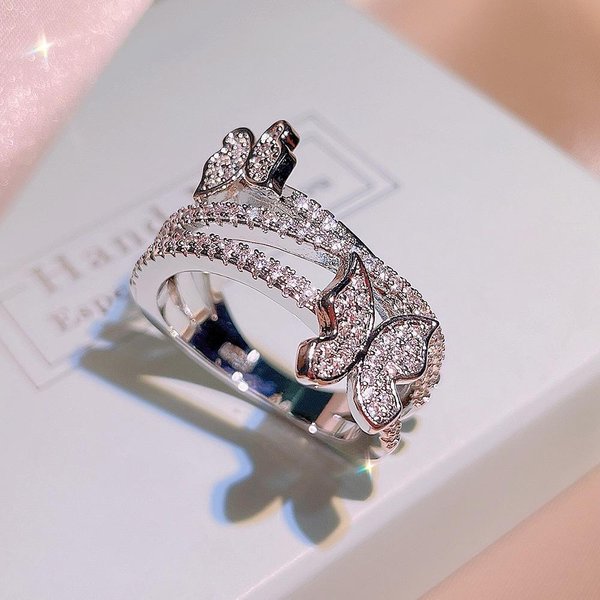 Anillo De Lazo De Alta Gama Anillo De Circonita Super Brillante Anillo De Dedo ÍNdice Apilado De Temperamento Ins Para Mujer Tendencia No. 10-image