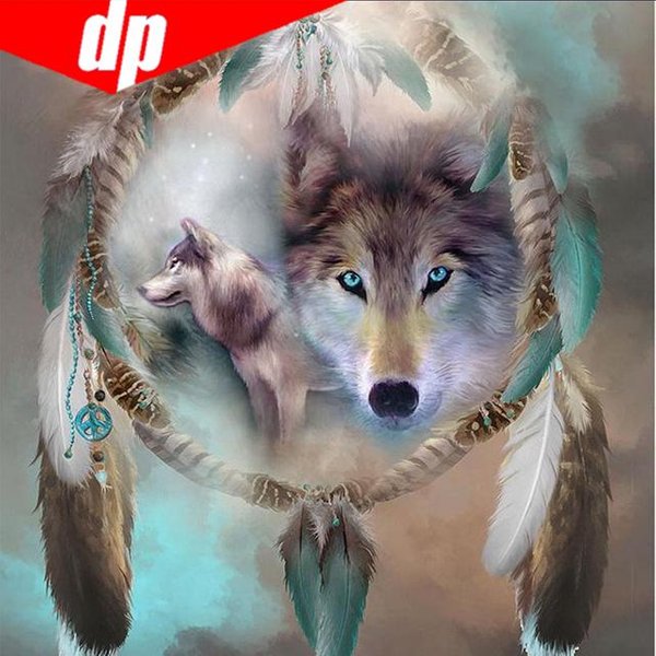 5D Diy Pintura Completa Diamante Broderies Diamants Lobo Dibujos Animados Decorar Diamante Mosaico Regalo Bordado 30X30-image