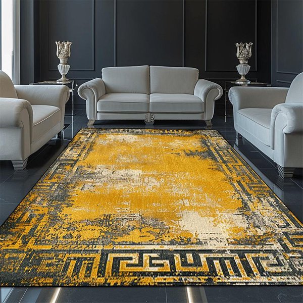 Luksusowe ZłOte DużE Dywany Do Salonu Europa Ameryka Dekoracja Dywanowa Do Holu Willi Dywanik Pod Kanapę AntypośLizgowy Mata Pod Stoliki Kawowe 80*120Cm-image