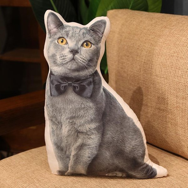 Almohada De Peluche De Gato Suave Rellena Animal Realista CojíN DecoracióN De Sofá Juguete De Peluche Dibujos Animados NiñOs NiñA Kawaii Regalo-image