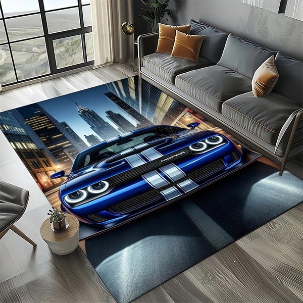Alfombra 3D F-Ford Mustang Coche De Carreras Motocicleta Para Sala De Estar Dormitorio Hogar DecoracióN De Sofá, Alfombra Infantil Antideslizante Para Suelo 40X60Cm( 15X23In )-image