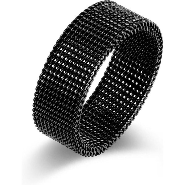 Anillo De Malla Tejida De Acero De Titanio Con Estilo Neutro Y Correa De Malla Tejida Simple Para Hombres Y Mujeres 12#-image