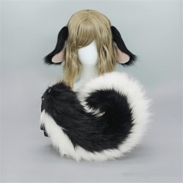 12 StylóW 2Szt./Zestaw Puszysta Opaska Z Uszami Psa Anime Ogon KreskóWka Comic-Con Kostium Cosplay Akcesoria Pluszowe Uszy ZwierzęCe Ogon Ear And Tail Gray-image