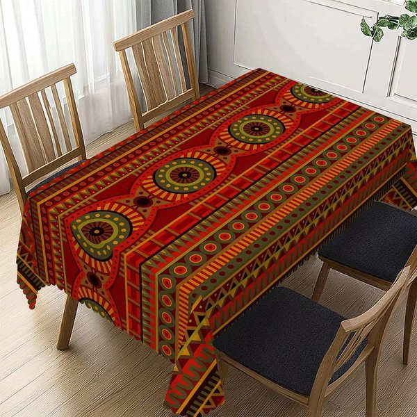 Estilo ÉTnico Tribal Africano Rectangular Impermeable Mantel DecoracióN De Mesa Reutilizable Mantel Para Mesa De Cocina Comedor DecoracióN De Fiesta NavideñA 140X140Cm-image
