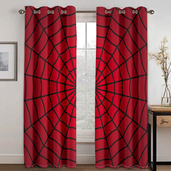 Cortinas De Ventana De Halloween De Dibujos Animados De ArañA TelarañA Negra Para NiñOs Dormitorio Sala De Estar BañO Cocina Puerta Pasillo DecoracióN Del Hogar W50 X H130(Cm)X2&Grommet Top-image