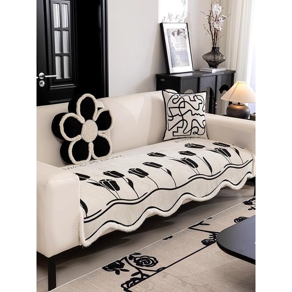 Funda De Sofá De Chenilla De Invierno CojíN De Sofá De Forma Irregular Universal Para Las Cuatro Estaciones Alfombra De Sofá Antideslizante Cubre Sofá Con Borde De Felpa Jacquard 70X70Cm 1Pcs Gray-image