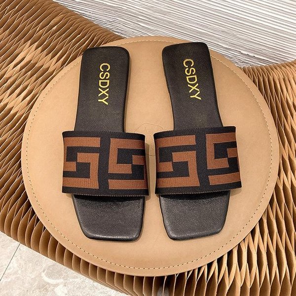 Damskie Kapcie SandałY Buty AntypośLizgowe PłAska Podeszwa Kapcie Damskie Designerskie SandałY Klapki Buty PlażOwe Plus Size 35 -42 40 Kawowy-image