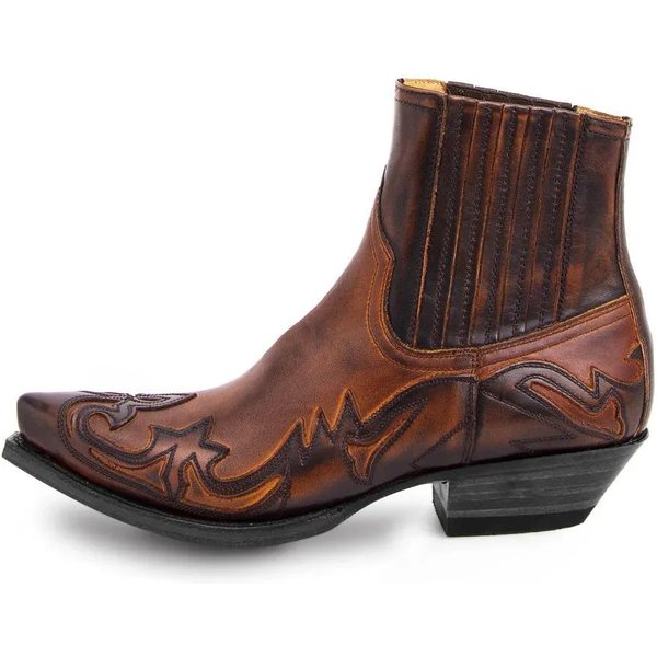 BotíN Nuevo Para Hombre Hecho A Mano Botines De CuñA Para Hombre Botas Cowboy Western Unisex Zapatos De Cuero Para Hombre Resistentes 42 MarróN-image