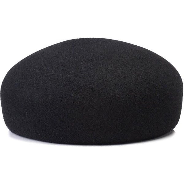 Luksusowy 100% WełNiany Damski Kapelusz Beret Klasyczny UtrzymująCy CiepłO Elegancki Uroczy WełNiany Beret Czapka Na Imprezę Czarny-image