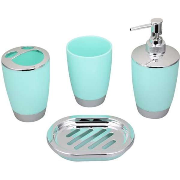 4 Piezas/Set Vaso Para Enjuague Bucal Kit De BañO Vaso Para Cepillo De Dientes Con PosicióN Para Pasta De Dientes Botella Para LocióN JabóN Verde-image