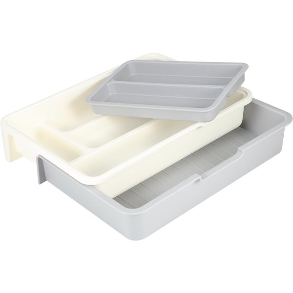 Bandeja De Almacenamiento De Cubiertos Expandible Ajustable Compartimento Ordenado CajóN Organizador De Utensilios Para Cocina-image