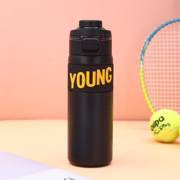 Acero Inoxidable VacíO Doble Bebida Estudiante Vaso Termo Alto Nivel De Apariencia Vaso De Agua Deportivo Vaso Con Tapa Rebotante Hervidor PortáTil 650Ml-image