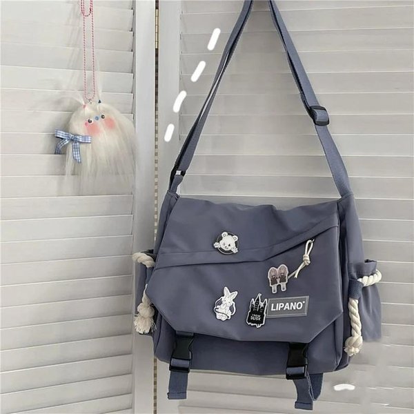 Bolso Lindo, Mochila Escolar Kawaii, Bolso Mensajero, Bolso Bandolera Anime, Bolso De Hombro Tote Con Colgante Azul-image
