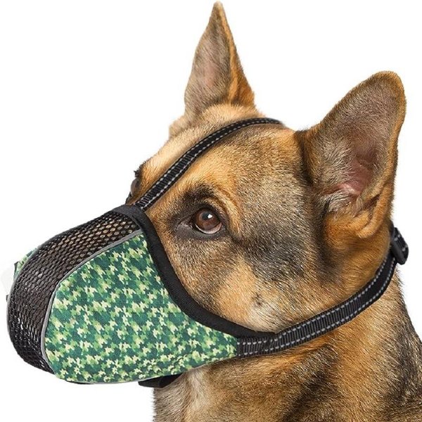 Bozal Suave Para Perros PequeñOs Grandes MáScara Anti Mordeduras MasticacióN Lamido Transpirable Malla Sin Ladridos Estampado Cobertura Total Bozal M-image