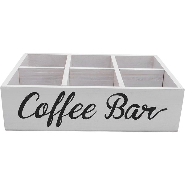 Organizador De EstacióN De Café Con Divisor Caja De Almacenamiento De Accesorios De Barra De Café De Madera Bolsitas De Té Café White-image