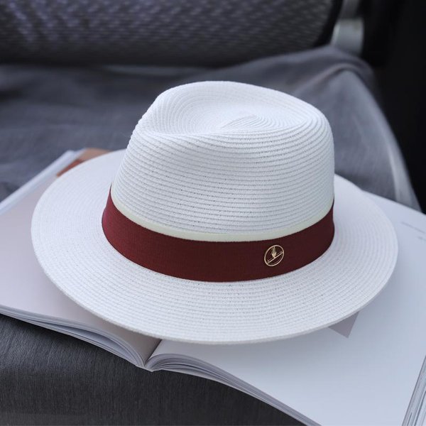 DiseñAdor Nuevo Sombrero De Paja De Forma Suave Natural Panamá Verano Mujeres/Hombres Ala Ancha Gorra De Sol De Playa ProteccióN UV Fedora Regalo De CumpleañOs M55-57Cm-image