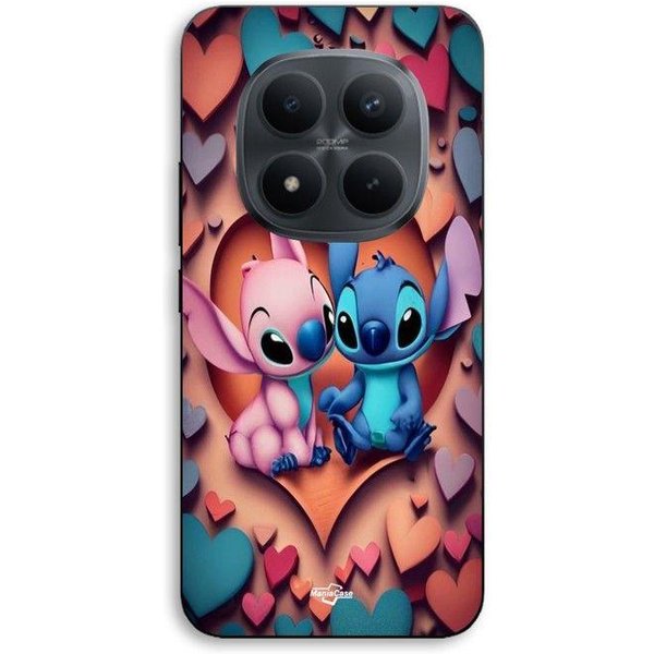 Coque De TéLéPhone - Maniacase - Xiaomi Redmi Note 15 Pro 5G - Silicone TPU - Motif Stitch Angel Coeur - Noir-image